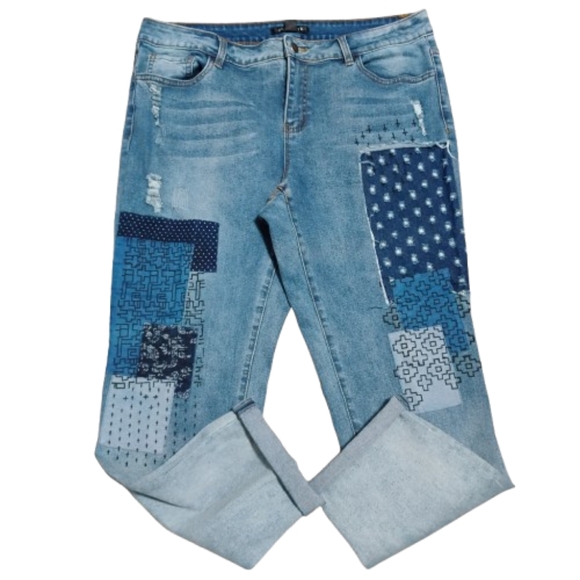 Anthropologie Juliette Patchwork Boyfriend Jeans 14 - Picture 3 of 11
